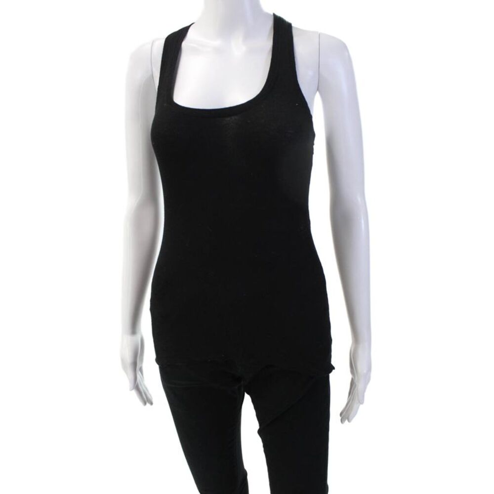 BCBG Max Azria Women Black Sleeveless Tank Round Neck Lyocell Size XS